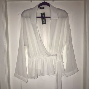 Plus Wrap Detail Shirt Blouse